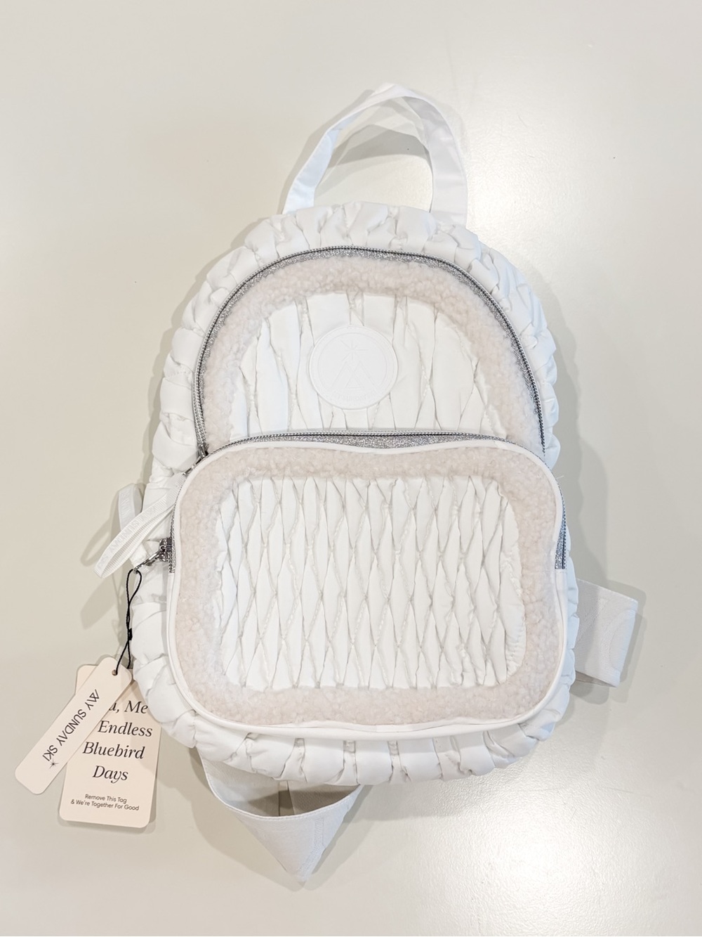 MY SUNDAY SKI White Quilted Mini  Backpack